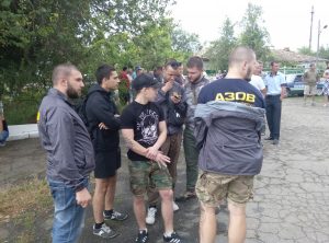 Azov Battalion members intervene in village of Loshchynivka, Ukraine to inflame hatred against Roma residents