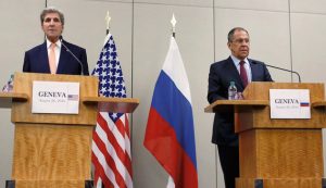 U.S Secretary of State John Kerry and Russian Foreign Minister Sergey Lavrov hold news conference after 12-hour meeting in Geneva on Aug 26, 2016 (Pierre Albouy, Reuters)
