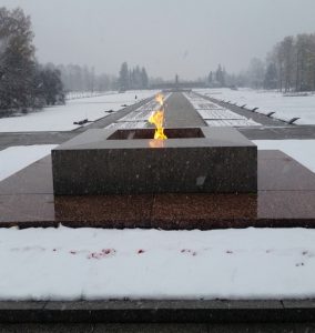 Memorial flame at Piskariovskoye Cemetery in St. Petersburg honoring the nearly half a million victims of the 1941-44 Siege of Leningrad (David Smith-Ferri)