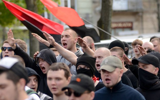 A wave of anti-Semitism has swept over Ukraine. In the past three weeks alone, a far-right leader publicly called for cleansing Ukraine of zhidi (a slur equivalent to “kike”); a Holocaust memorial in Ternopil was bombed; hundreds marched through Lviv, in honor of an SS unit, complete with Nazi salutes; “Death to Zhidi” graffiti was scrawled in two cities; a revered rabbi’s tomb was vandalized; a Romani camp in Kiev was attacked and burned by far-right nationalists, and hundreds rocked out at a neo-Nazi concert clad in swastikas and throwing up Nazi salutes.